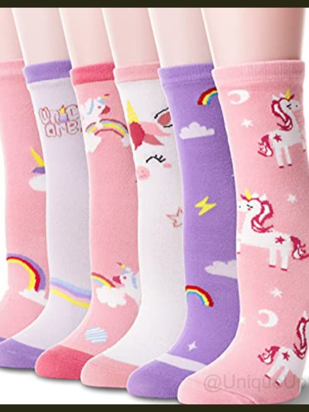 Girls Unicorn Animal Crew Socks 6 Pairs Cotton Spandex Soft Novelty